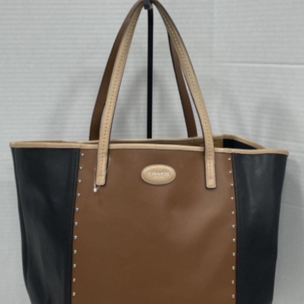 Coach Black and Tan Leather Tote